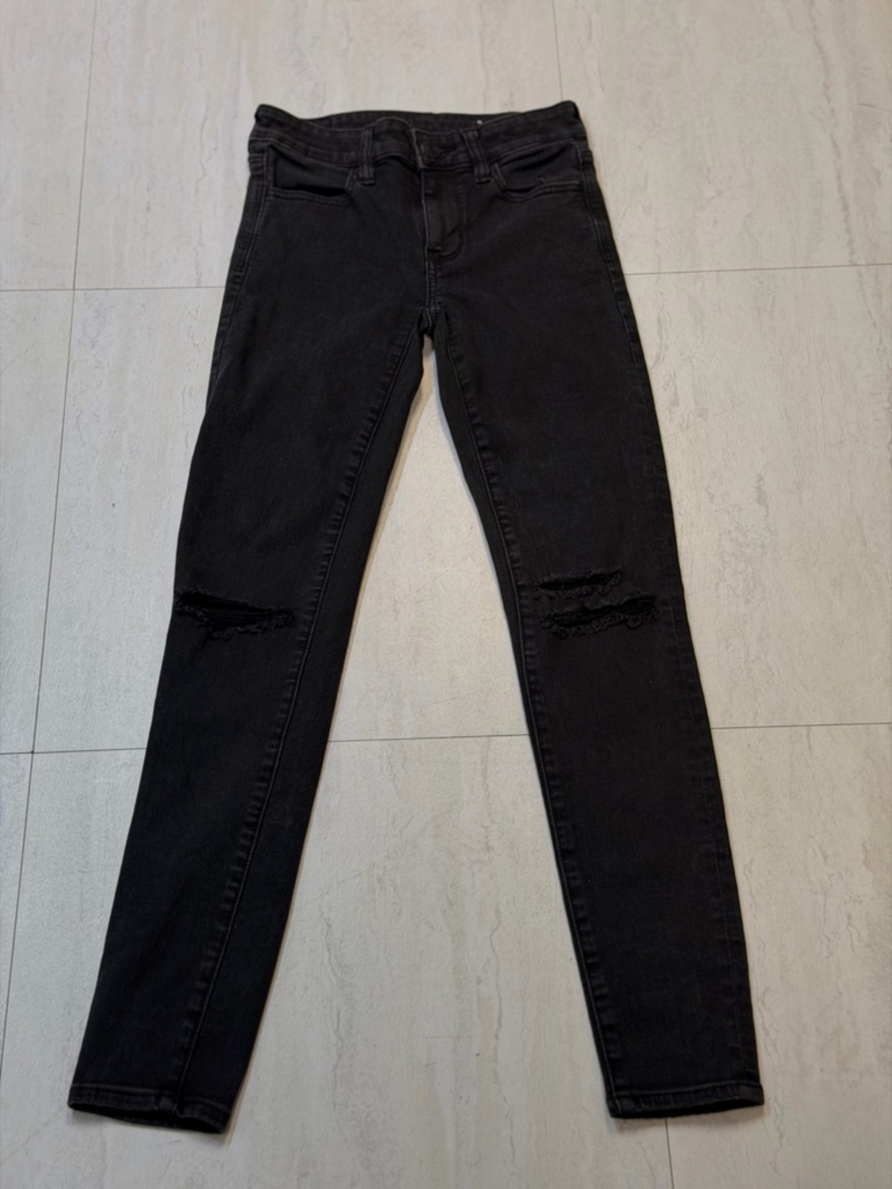 American Eagle Outfitters Black Skinny Distressed Jeans